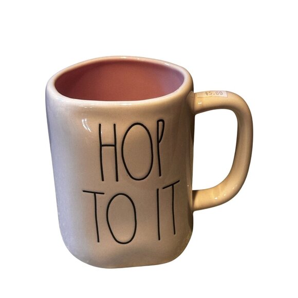 Rae Dunn Pink Mug Hop To It Coffee Tea Mug Cup 18 Oz Ceramic Easter Gift Teacher - Picture 1 of 3